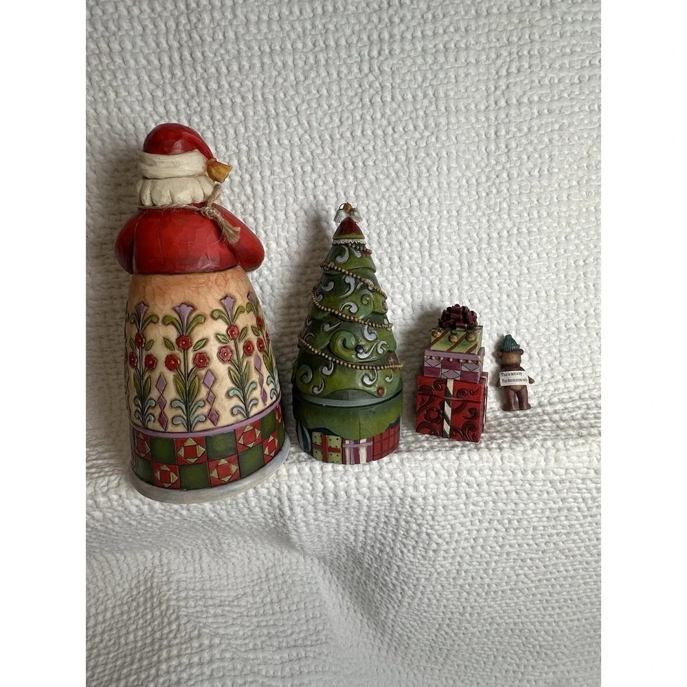 Jim Shore Set of 4 Christmas Nesting Boxes Santa Tree Bear NIB 4017625 Enesco